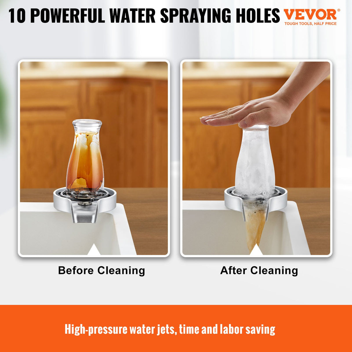 VEVOR Glass Rinser 10 Spraying Jets 360? Rotating ABS Cup Washer & Cup Holder