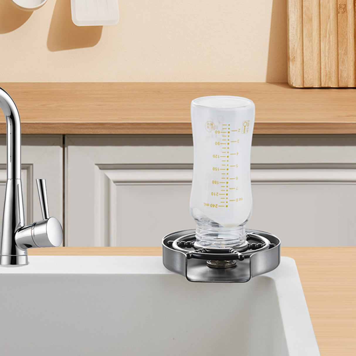 VEVOR Glass Rinser 10-Hole Rotating Stainless Steel Washer ABS Cup Holder