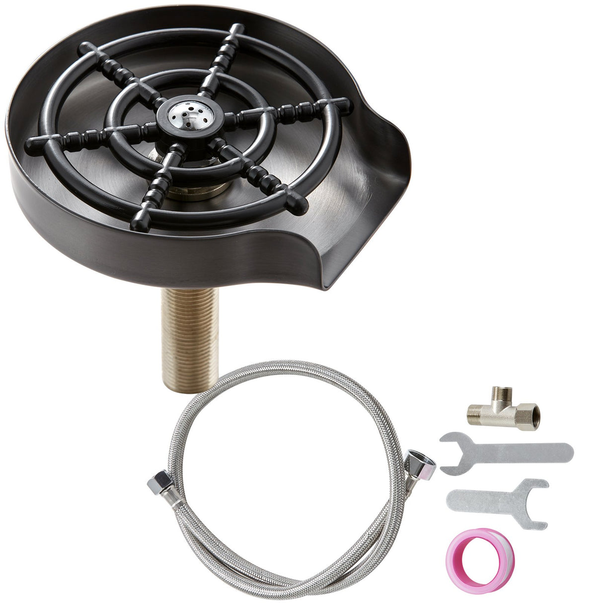 VEVOR Glass Rinser 10-Hole Rotating Stainless Steel Washer ABS Cup Holder