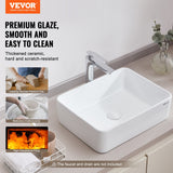 VEVOR Modern Ceramic Vessel Sink 48x37cm Bathroom Vanity Bowl Countertop White - Front View