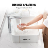 VEVOR Modern Ceramic Vessel Sink 48x37cm Bathroom Vanity Bowl Countertop White - Top-Down View