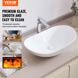 VEVOR Modern Ceramic Vessel Sink 60x36cm Bathroom Vanity Bowl Countertop - Front View