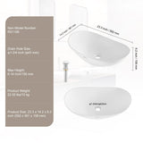 VEVOR Modern Ceramic Vessel Sink 60x36cm Bathroom Vanity Bowl Countertop - Rear View