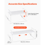 Adjustable Kitchen Cabinet Shelf Organizer, Expandable 2 Tier Cabinet Shelf, Stackable Countertop Organizers and Storage Shelf Risers, Pantry Organizers for Kitchen Bathroom Office, White