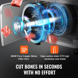 VEVOR 650W Commercial Electric Meat Bandsaw Stainless Steel Bone Sawing Machine - Side View