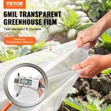 VEVOR Greenhouse Plastic Sheeting 10 x 40 ft 6Mil Clear Polyethylene Film - Front View
