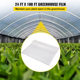 VEVOR Greenhouse Film, 24\' x 100\' Greenhouse Plastic Sheeting, 6 mil Thickness Suncover Greenhouse, Clear Polyethylene Cover, UV Proof Farm Plastic Supply for Gardening, Farming and Agriculture - Front View