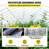 VEVOR Greenhouse Film, 24' x 100' Greenhouse Plastic Sheeting, 6 mil Thickness Suncover Greenhouse, Clear Polyethylene Cover, UV Proof Farm Plastic