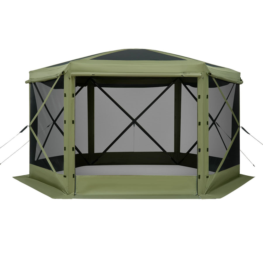 Pop up Gazebo Screen Tent, 3x3 m Large 6-Sided Camping Canopy Tent with Removable Top & Carry Bag, Quick-Set & Bite-Proof, Screen House Sun Shelter for 6-8 Persons Backyard Patio, Green