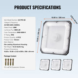 VEVOR 4 Pack LED Canopy Lights 80W 8800LM 5000K Daylight Outdoor Canopy Lighting - Close-Up Angle