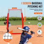 I Screen Baseball for Batting Cage, 7x4 ft Baseball & Softball Safety Screen, Body Protector Portable Batting Screen with Carry Bag & Ground Stakes, Baseball Pitching Net for Pitchers Protection