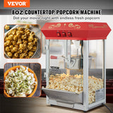 Popcorn Popper Machine Countertop Popcorn Maker 850W 8 Oz 48 Cups Red - Front View