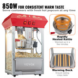 Popcorn Popper Machine Countertop Popcorn Maker 850W 8 Oz 48 Cups Red - Top-Down View