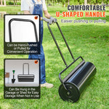 VEVOR Lawn Roller, 17 Gallon 36 Inch Sand/Water Filled Yard Roller, Steel Sod Roller with Easy-turn Plug and U-Shaped Ergonomic Handle for Convenient Push and Pull, for Lawn, Garden, Farm, Park, Black - Side View
