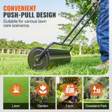 VEVOR Lawn Roller, 17 Gallon 36 Inch Sand/Water Filled Yard Roller, Steel Sod Roller with Easy-turn Plug and U-Shaped Ergonomic Handle for Convenient Push and Pull, for Lawn, Garden, Farm, Park, Black - Rear View