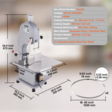 VEVOR Commercial Electric Meat Bandsaw, 1500W Stainless Steel Countertop Bone Sawing Machine, Workbeach 19.3