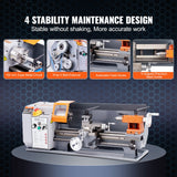 VEVOR Metal Lathe Machine, 200 mm x 350 mm, Precision Benchtop Power Metal Lathe, 50-2500 RPM Continuously Variable Speed, 600W Brush Motor Metal
