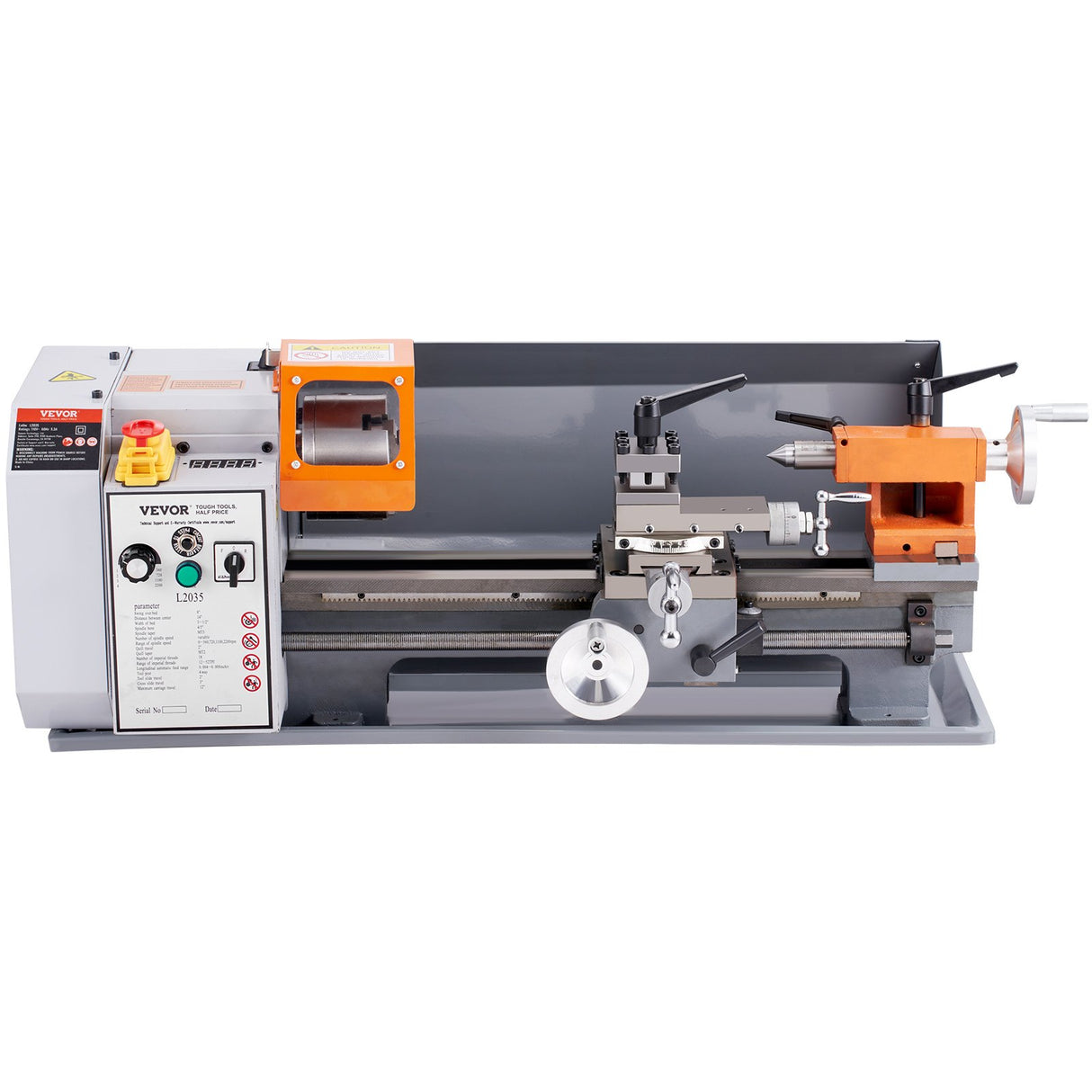 VEVOR Metal Lathe Machine, 200 mm x 350 mm, Precision Benchtop Power Metal Lathe, 50-2500 RPM Continuously Variable Speed, 600W Brush Motor Metal