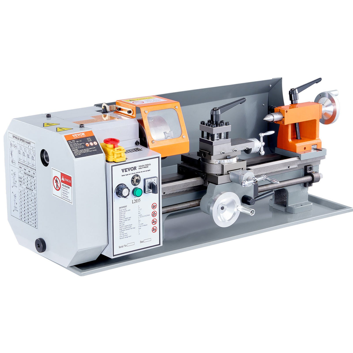 VEVOR Metal Lathe Machine, 200 mm x 350 mm, Precision Benchtop Power Metal Lathe, 50-2500 RPM Continuously Variable Speed, 600W Brush Motor Metal Gears, with Tool Box for Processing Precision Parts