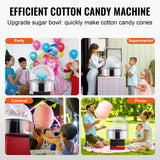 Electric Cotton Candy Machine, 1000W Candy Floss Maker, Commercial Cotton Candy Machine with Cover, Stainless Steel Bowl, and Sugar Scoop, Perfect for Home Kids Birthday, Family Party (Red) - Rear View
