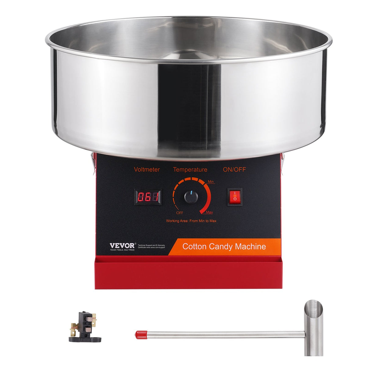 VEVOR Electric Cotton Candy Machine, 1000W Candy Floss Maker, Commercial Cotton Candy Machine with Stainless Steel Bowl, and Sugar Scoop, Perfect for
