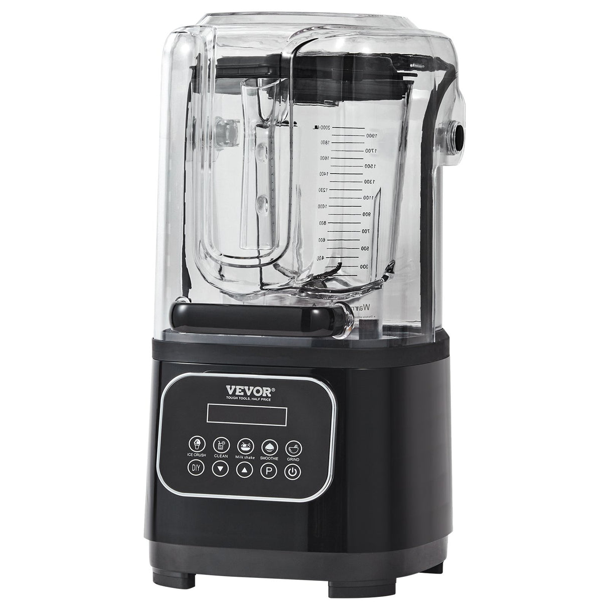 VEVOR Professional Blender with Shield, Commercial Countertop Blenders, 2L Jar Blender Combo, Stainless Steel 9 Speed & 5 Functions Blender, for