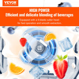 VEVOR Professional Blender with Shield, Commercial Countertop Blenders, 2L Jar Blender Combo, Stainless Steel 9 Speed & 5 Functions Blender, for Shakes, Smoothies, Peree, and Crush Ice, Black - Front View
