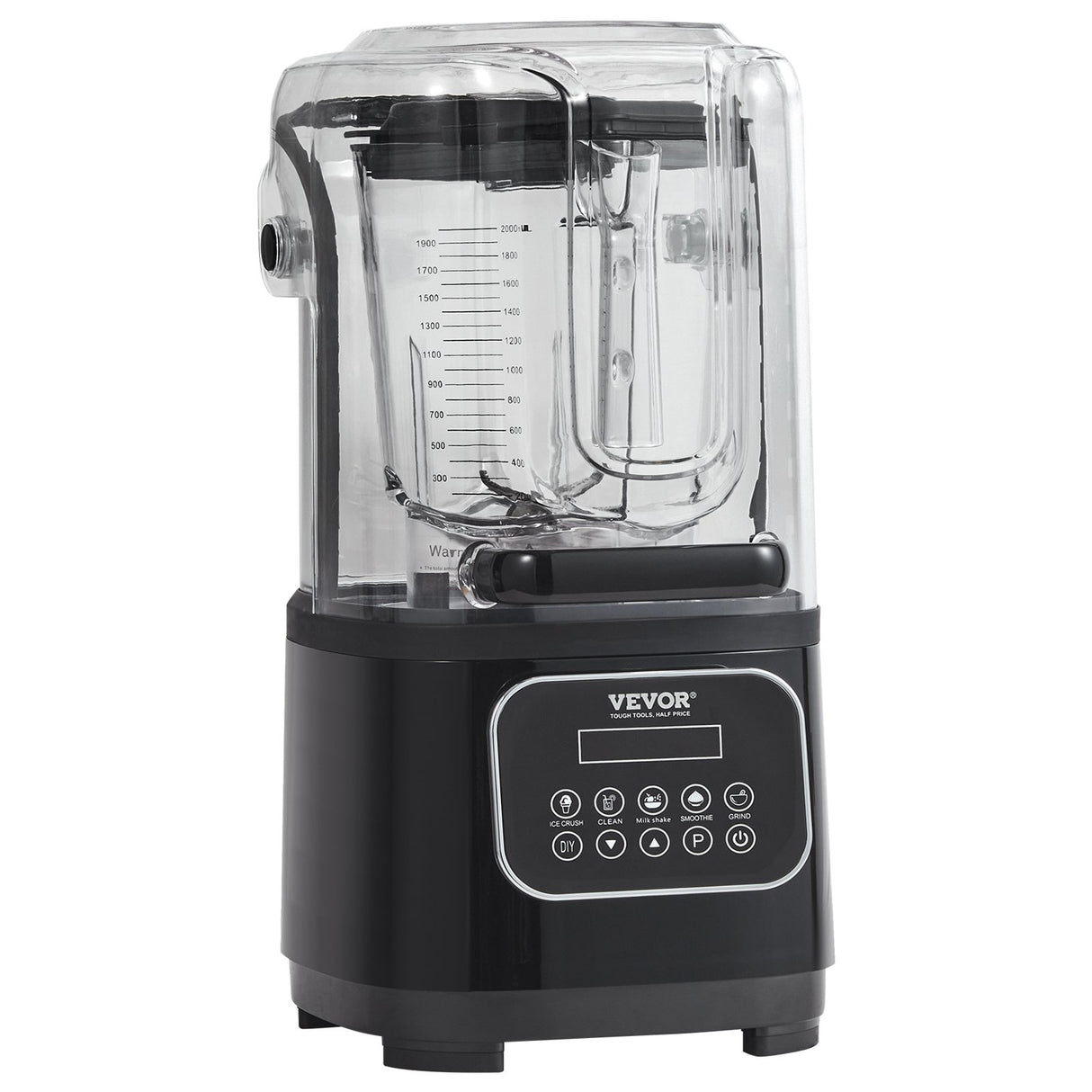 VEVOR Professional Blender with Shield, Commercial Countertop Blenders, 2L Jar Blender Combo, Stainless Steel 9 Speed & 5 Functions Blender, for