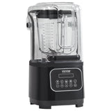 VEVOR Professional Blender with Shield, Commercial Countertop Blenders, 2L Jar Blender Combo, Stainless Steel 9 Speed & 5 Functions Blender, for Shakes, Smoothies, Peree, and Crush Ice, Black - Close-Up Angle