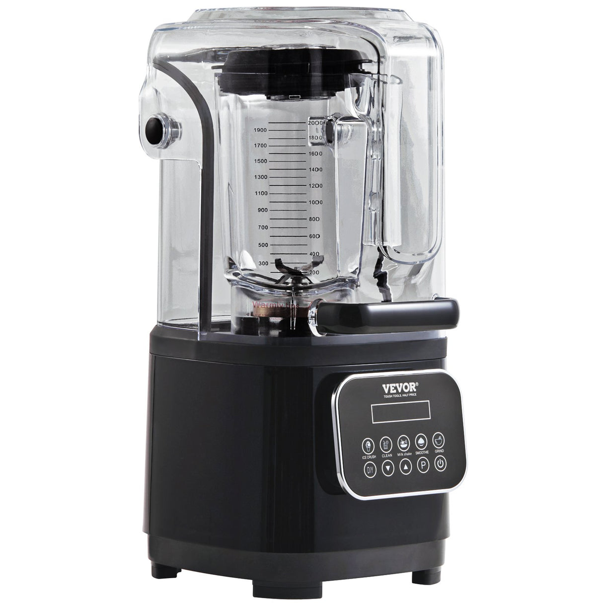 VEVOR Professional Blender with Shield, Commercial Countertop Blenders, 2L Jar Blender Combo, Stainless Steel 9 Speed & 5 Functions Blender, for