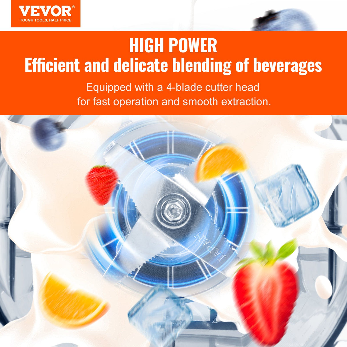 VEVOR Professional Blender with Shield, Commercial Countertop Blenders, 2L Jar Blender Combo, Stainless Steel 9 Speed & 5 Functions Blender, for Shakes, Smoothies, Peree, and Crush Ice, White