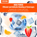 VEVOR Professional Blender with Shield, Commercial Countertop Blenders, 2L Jar Blender Combo, Stainless Steel 9 Speed & 5 Functions Blender, for Shakes, Smoothies, Peree, and Crush Ice, White - Front View