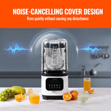 VEVOR Professional Blender with Shield, Commercial Countertop Blenders, 2L Jar Blender Combo, Stainless Steel 9 Speed & 5 Functions Blender, for Shakes, Smoothies, Peree, and Crush Ice, White - 45-Degree Angle