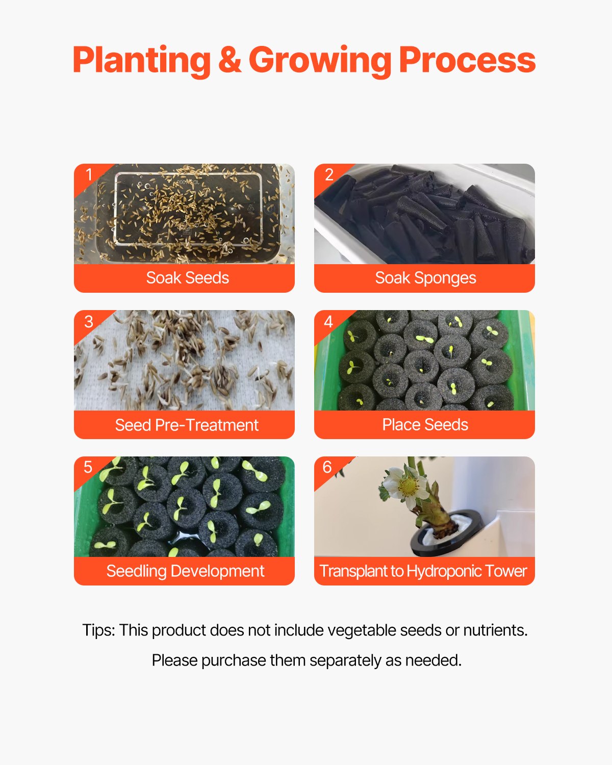 VEVOR Hydroponic Growing System, 50 Pods Vertical 10 Tiers Hydroponic Tower, Rolling Hydronic Garden with Water Pump & Wheels, Indoor Plants Germination Kit for Herbs Fruits & Vegetables