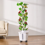 VEVOR Hydroponic Growing System, 50 Pods Vertical 10 Tiers Hydroponic Tower, Rolling Hydronic Garden with Water Pump & Wheels, Indoor Plants Germination Kit for Herbs Fruits & Vegetables - Low Angle