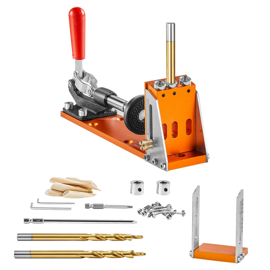 30 Pcs Pocket Hole Jig Kit, Adjustable & Easy to Use Pocket Hole Jig System with Step Drills, Wrenches, Drill Stop Rings, and Square Drive Bits, Dual Scale Marks for DIY Carpentry Projects
