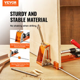 VEVOR Pocket Hole Jig Kit, 34 Pcs Pocket Hole Jig System with C-clamp,  Fixture, Step Drills, Wrenches, Drill Stop Rings, Square Drive Bits, Toolbox, for DIY Carpentry Projects, Adjustable - Front View