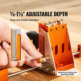 VEVOR Pocket Hole Jig Kit, 34 Pcs Pocket Hole Jig System with C-clamp,  Fixture, Step Drills, Wrenches, Drill Stop Rings, Square Drive Bits, Toolbox, for DIY Carpentry Projects, Adjustable - Side View