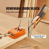 VEVOR Pocket Hole Jig Kit, 34 Pcs Pocket Hole Jig System with C-clamp,  Fixture, Step Drills, Wrenches, Drill Stop Rings, Square Drive Bits, Toolbox, for DIY Carpentry Projects, Adjustable - 45-Degree Angle