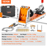 VEVOR Pocket Hole Jig Kit, 34 Pcs Pocket Hole Jig System with C-clamp,  Fixture, Step Drills, Wrenches, Drill Stop Rings, Square Drive Bits, Toolbox, for DIY Carpentry Projects, Adjustable - Close-Up Angle
