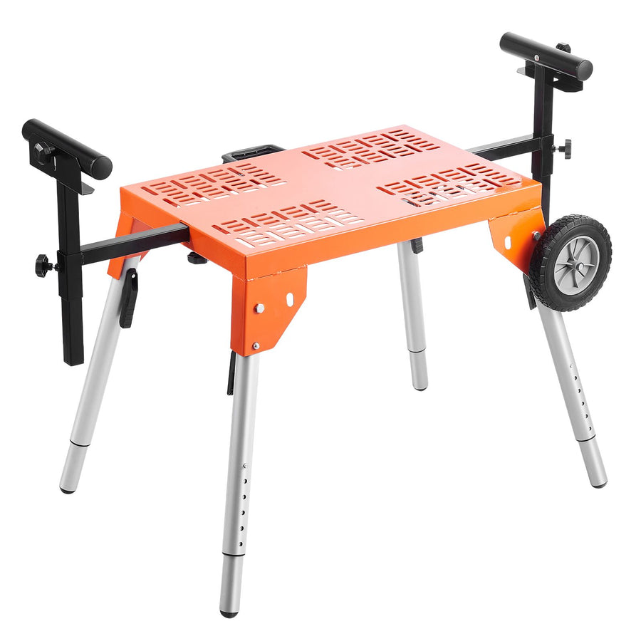 Miter Saw Stand with Tabletop and Wheels 330lbs Load Capacity Adjustable