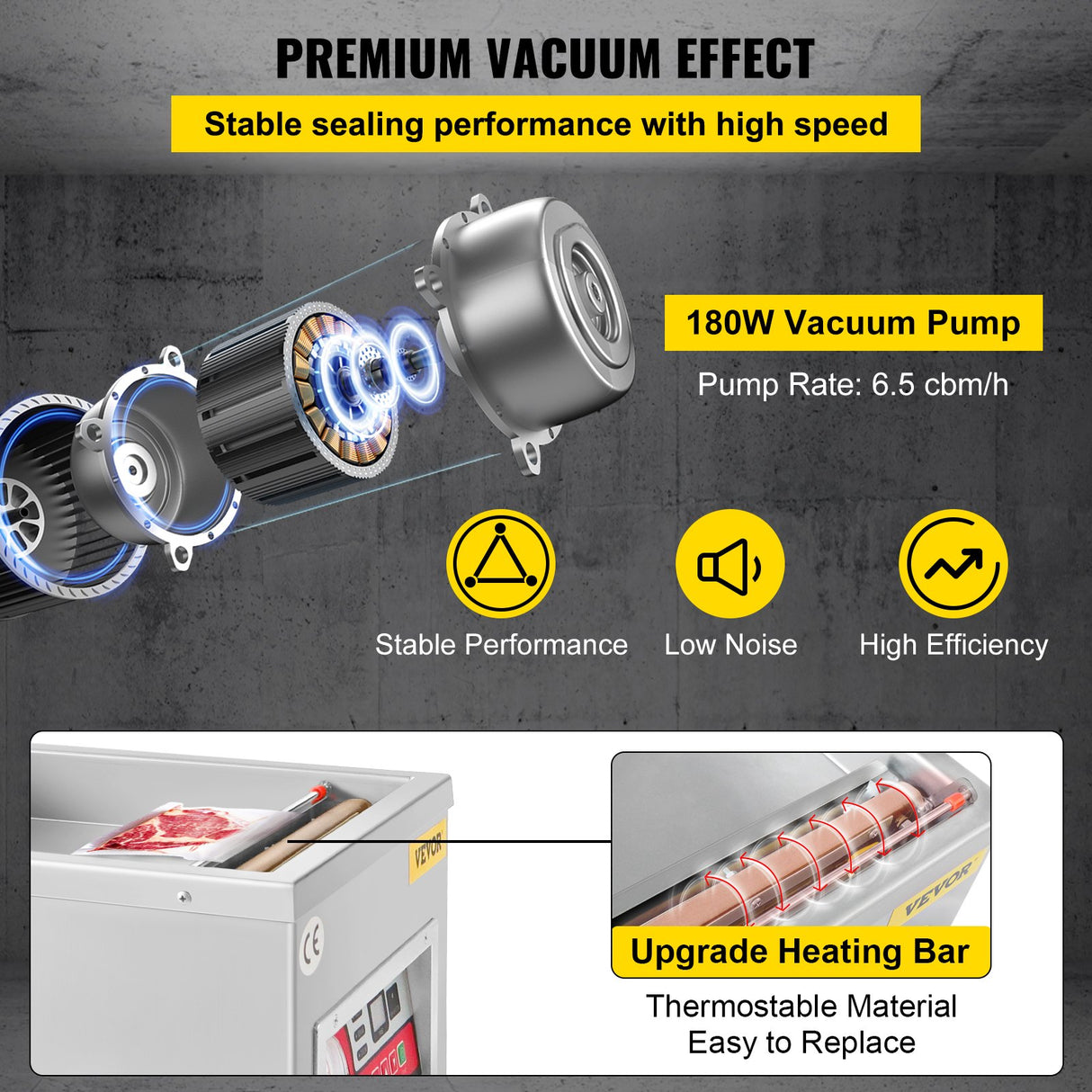 VEVOR Chamber Vacuum Sealer Vacuum Packaging Machine 6.5 cbm/h Pump Rate 220V