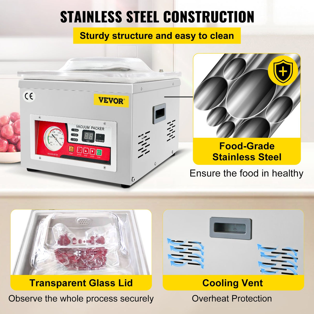 VEVOR Chamber Vacuum Sealer Vacuum Packaging Machine 6.5 cbm/h Pump Rate 220V