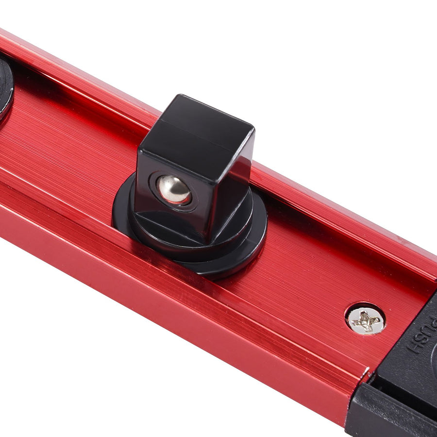 Socket Organizer Rail Set, 3PCS Metric & SAE Aluminum Socket Organizers, 1/4'', 3/8'' & 1/2'' Heavy-Duty Socket Holder with 360° Rotating Clips for Tool Box, Hold up to 40 Sockets, Red & Black