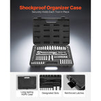 Socket Set, 69 Pieces, 9.5 & 6.4 mm Drive Socket and Ratchet Set, SAE and Metric, Deep and Standard, Mechanic Tool Kit with Accessories and Storage Case, CR-V Alloy Steel, for Auto Repair