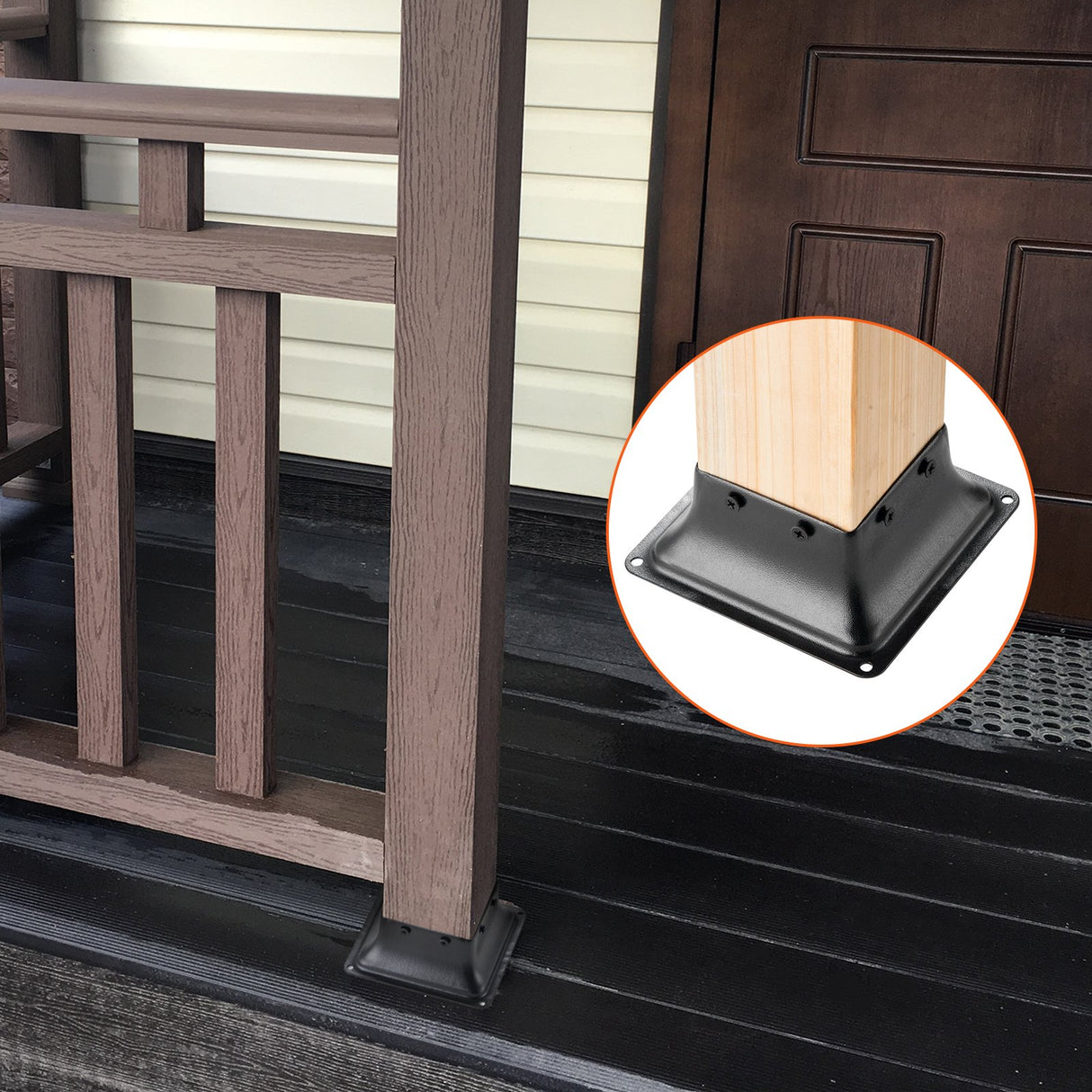 VEVOR 101.6x101.6mm Post Base 20Pcs, Internal 91x91mm Heavy Duty Powder-Coated Steel Post Bracket Fit for Standard Wood Post Anchor, Decking Post Base for Deck Porch Handrail Railing Support