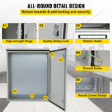 VEVOR Electrical Steel Enclosure Box NEMA 4 Outdoor Enclosure 24 x 24 x 12'' UL - 45-Degree Angle