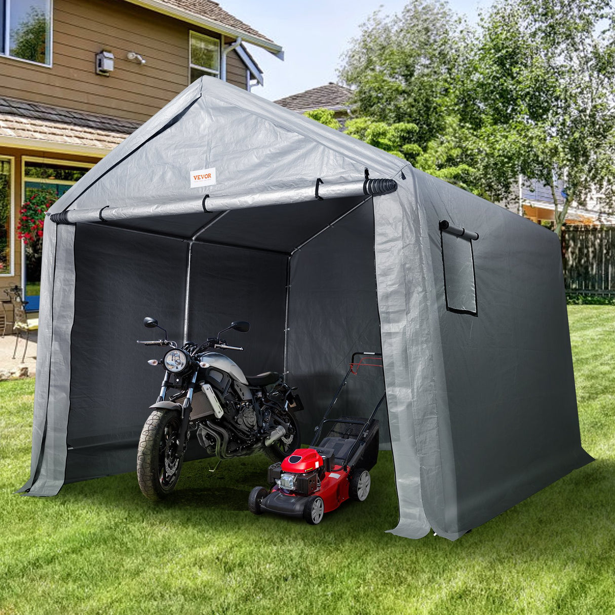 VEVOR Protable Stotage Shelter Garage Stotage Shed 7 x 12 x 7.36ft & Zipper Door