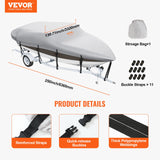 VEVOR Boat Cover 600D Waterproof 16-18.5 ft Boat Cover V-Hull Tri-Hull Runabout - Close-Up Angle