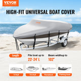 VEVOR Boat Cover 600D Waterproof 23-24 ft Boat Cover V-Hull Tri-Hull Runabout - Front View